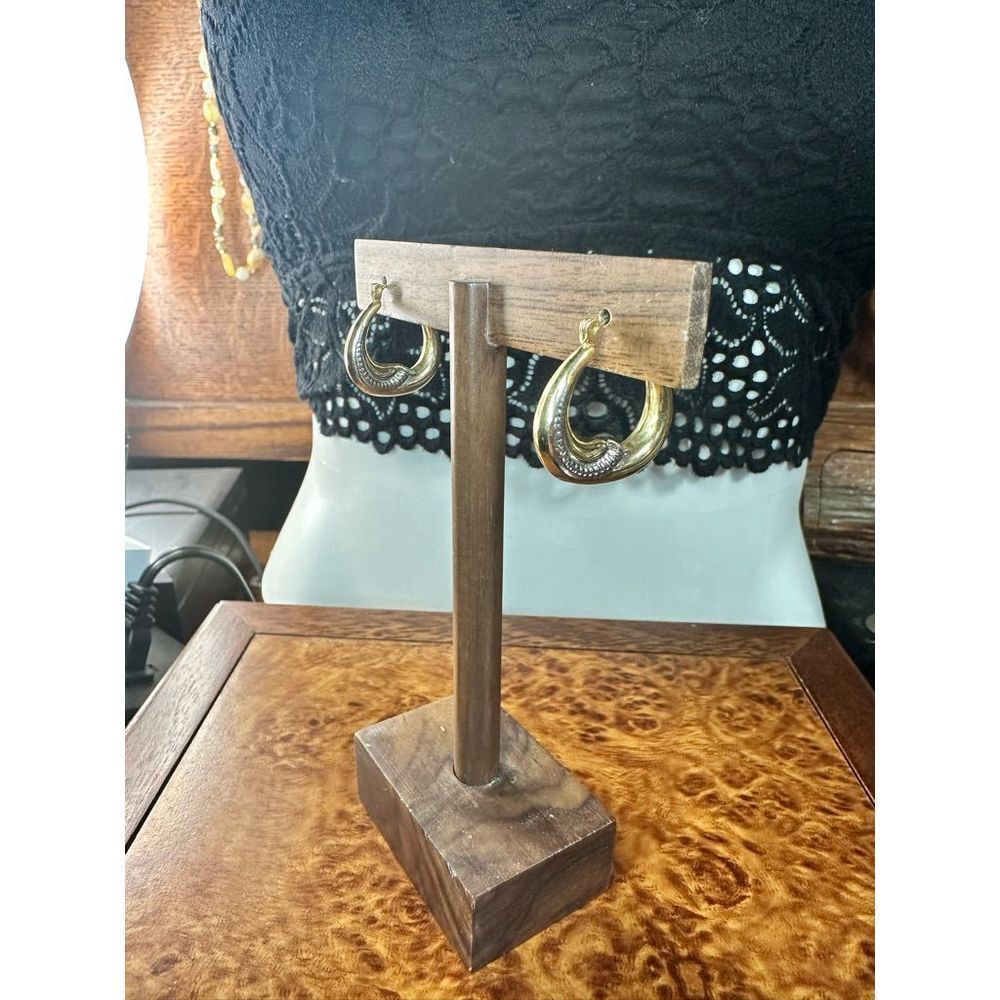 14k Two Tone Hoopearrings
